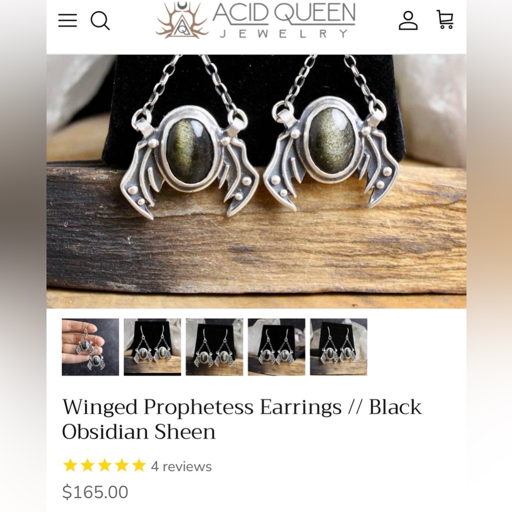 Acid Queen Winged Prophetess Earrings - Picture 2 of 9